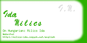 ida milics business card